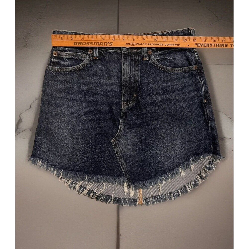 NEW Free People Maverick Fringe Denim Jean Skirt Womens 26 Blue Boho Western - Picture 5 of 6